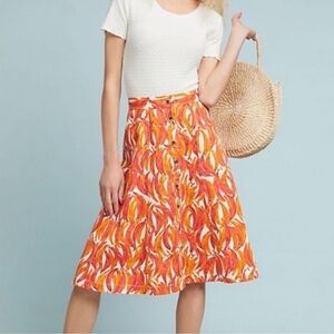 Anthropologie Maeve Banana Grove Midi Skirt